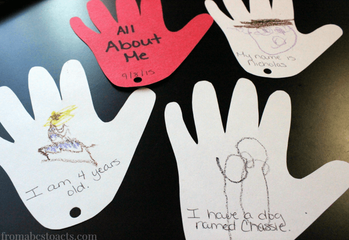 Hand Print Pages for All About Me Book