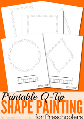 Practice fine motor skills and review shapes with your preschooler at the same time with these fun Q-Tip painting shape printables!