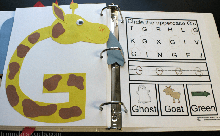 Alphabet Book for Preschoolers - Uppercase Letter G Giraffe Craft