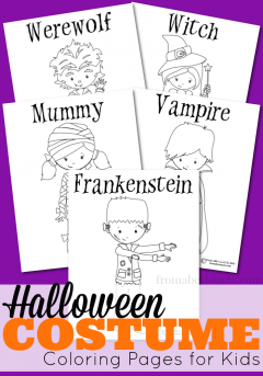 Find a little costume inspiration with these adorable Halloween costume coloring pages for kids!