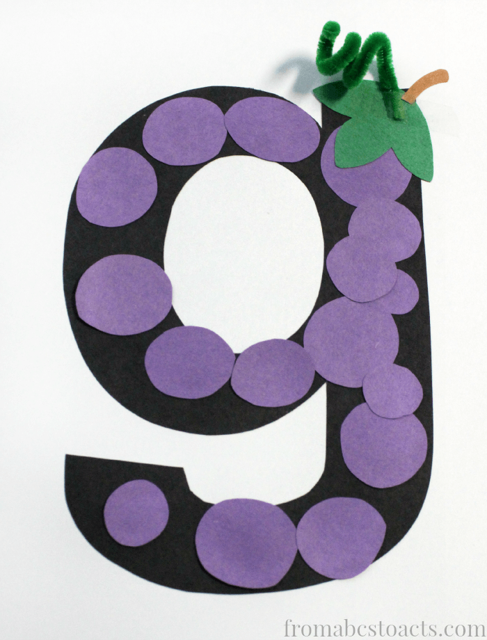 Preschool Alphabet Book Crafts - Lowercase Letter G Grapes
