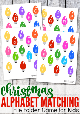 Practice the letters of the alphabet while celebrating the holidays with this fun, printable Christmas themed alphabet matching file folder game!