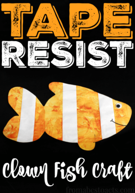Enjoy a fun family movie night with Finding Nemo and this adorable (and easy!) tape resist clown fish craft for kids!