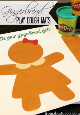 Get the little ones excited for Christmas and all things holiday related with these adorable (and fun!) gingerbread play dough mats!