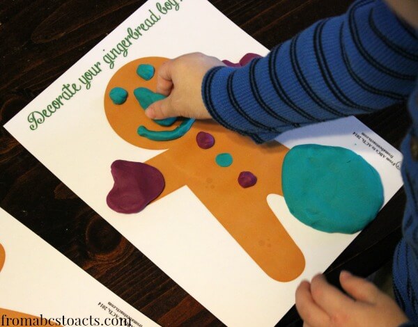 printable play dough mats for kids - Christmas gingerbread men