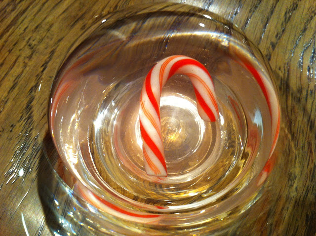 Disappearing candy cane science experiment for kids.