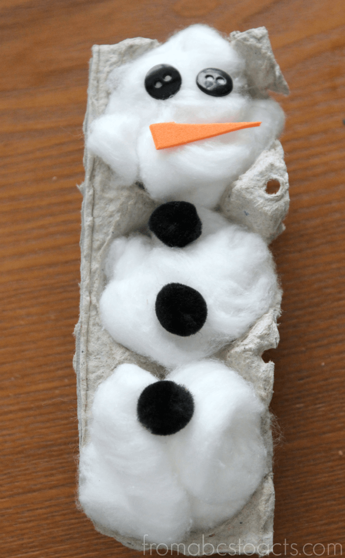 Winter Crafts for Preschool - Egg Carton Snowman