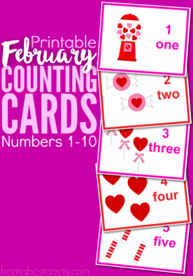 These Valentine themed counting cards are perfect for February and a great way to practice numbers 1-10 with your toddler or preschooler!