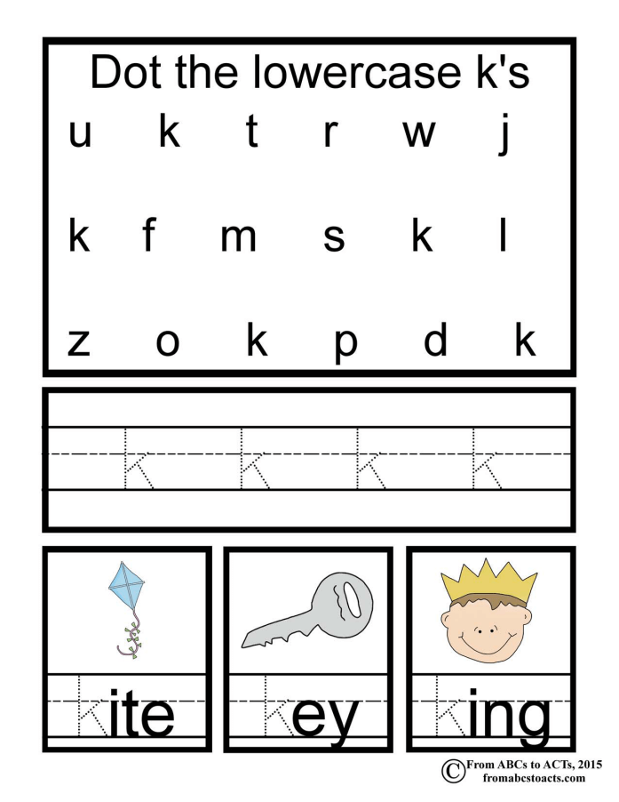 preschool alphabet book lowercase letter k from abcs to acts