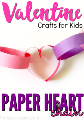 Your toddler can help you decorate Valentine's day with easy Valentine crafts for kids like this super simple paper heart chain!