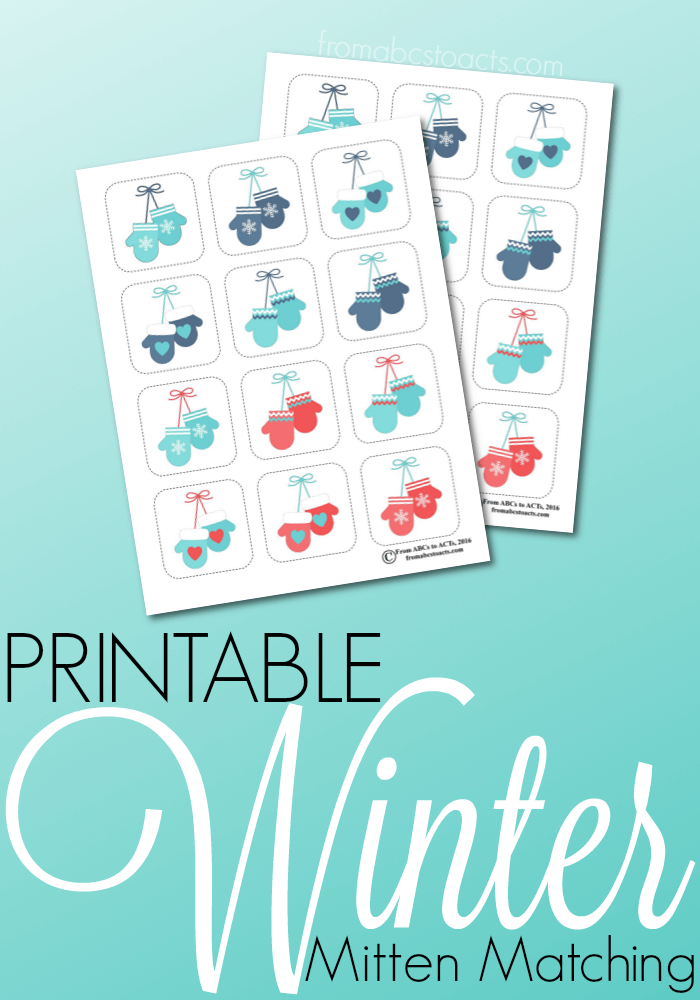 My kids LOVE memory games and this printable mitten matching game is perfect for winter!
