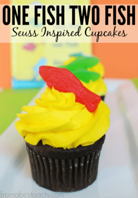 You can't have a birthday celebration without a little cake! Celebrate Dr. Seuss' birthday this year with these awesome One Fish, Two Fish cupcakes!