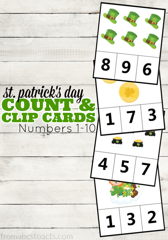 Rainbows, pots of gold, and Leprechaun hats. Count them all with these adorable St. Patrick's Day count and clip cards for preschoolers!