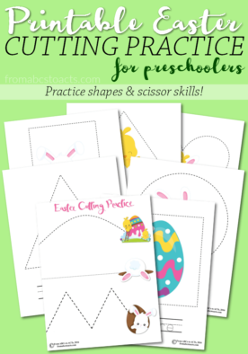 Learning how to properly use a pair of scissors is an essential stepping stone towards learning to write for preschoolers. These printable Easter cutting practice pages are perfect for working on those, sometimes tricky, scissor skills!