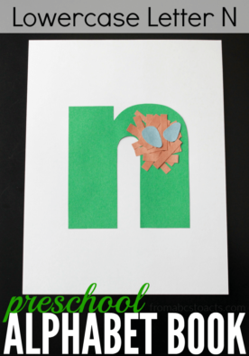 Perfect for Spring, this lowercase letter N nest craft is a ton of fun to make and a great way to practice scissor skills with your preschooler!