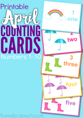 Help your preschooler count their way through those April showers with these fun (and free!) spring themed counting cards!