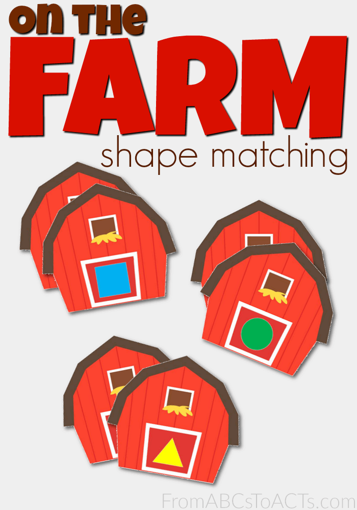 Include even your littlest learners in your farm preschool theme unit with these printable on the farm shape matching cards!