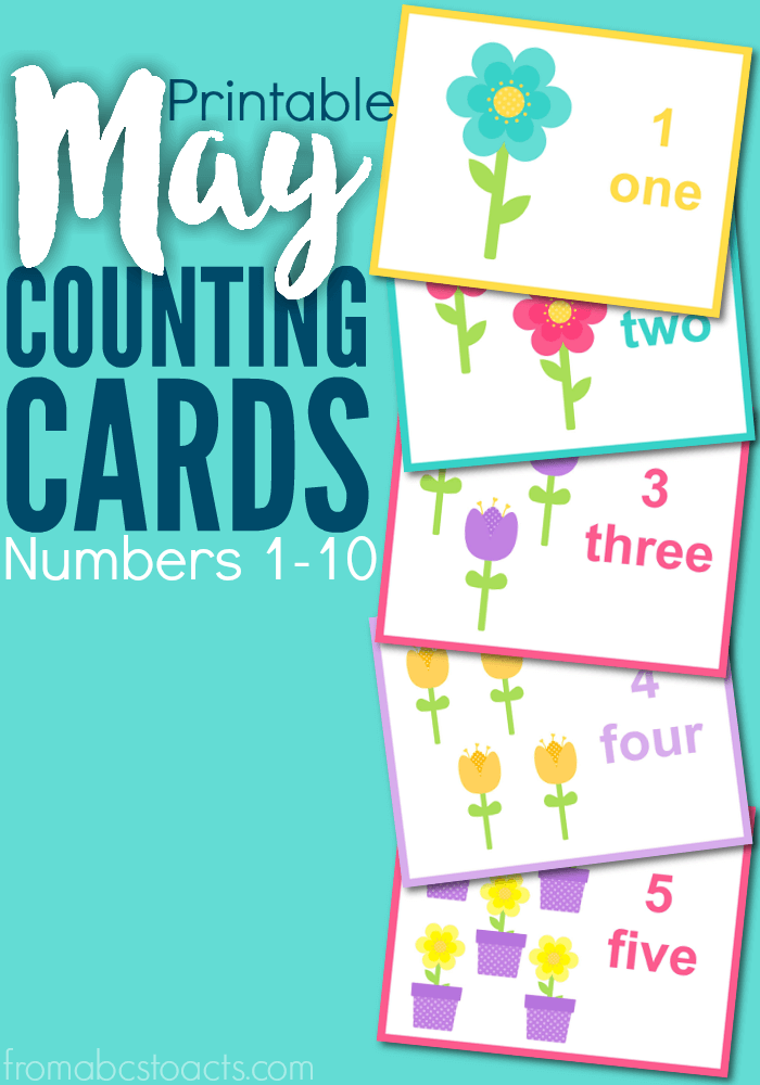 Practice counting numbers 1-10 with your toddler or preschooler this Spring with these fun May themed printable counting cards!