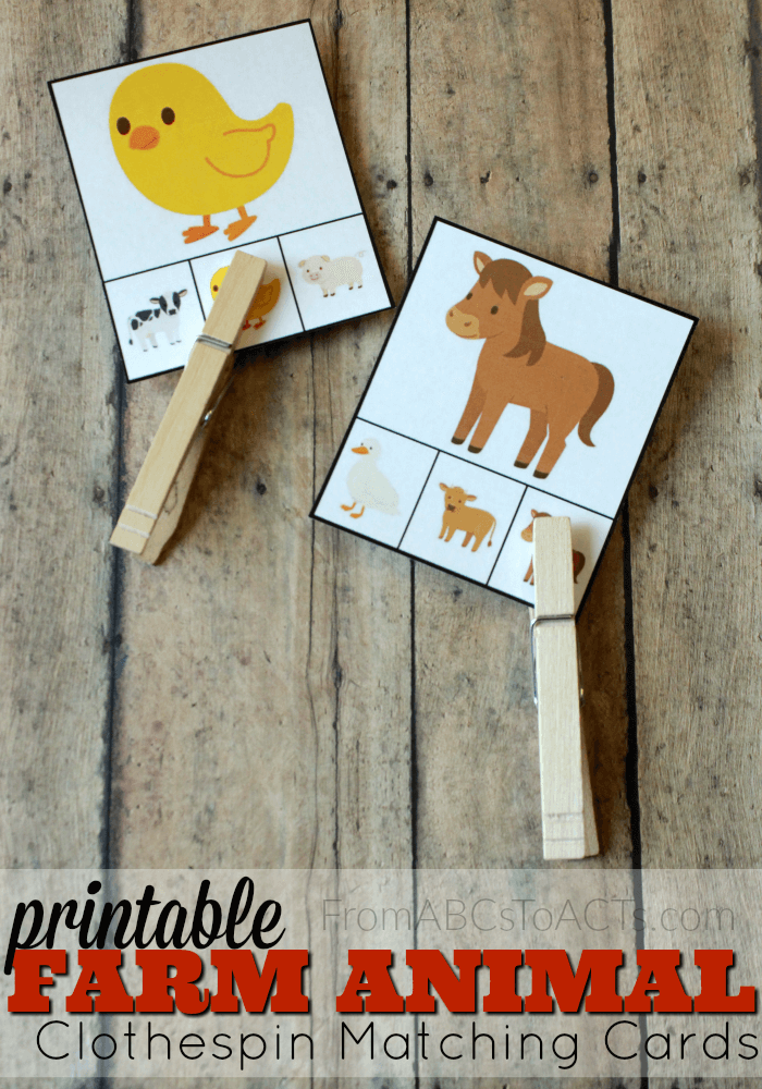 Clip cards aren't just for counting practice anymore! These printable farm animal matching cards are a great way to work on fine motor skills while practicing same/different with your preschooler!