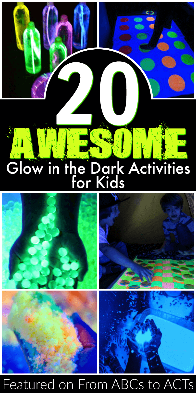 Need to find something for the kids to do this summer? These 20 awesome glow in the dark activities will keep them entertained all season long!