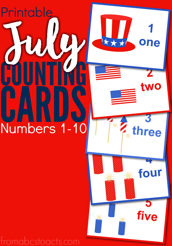 Count your way through the month of the July with these fun Independence Day themed number cards for toddlers and preschoolers!