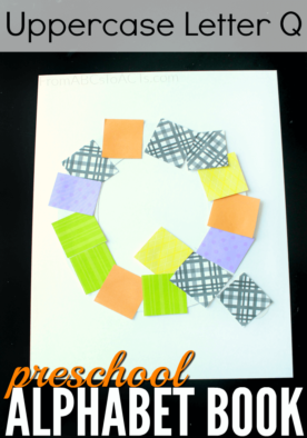 What begins with the letter Q? Q is for quilt! This is such a fun and easy alphabet craft for preschoolers to make!