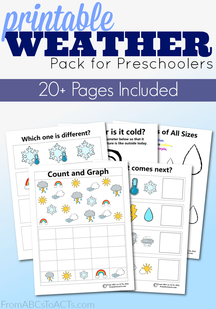 This printable weather activity pack for preschoolers is a great way to introduce your little ones to lots of different types of weather!