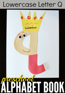 Perfect for learning about that lowercase letter Q, this queen craft for preschoolers is super easy to throw together and a whole lot of fun!