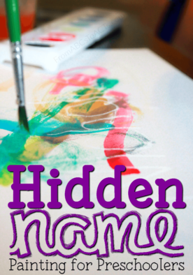 Learning to spell and recognize their name is such a fun time for preschoolers and this hidden name painting is perfect for a little extra practice!