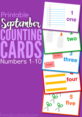 Kick off your home preschool year with a fun set of printable counting cards that are full of some of your favorite school supplies!