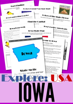From the rolling plains to the abundant water supply, the Midwestern state of Iowa is a farmer's paradise and we're learning all about it in this printable state study pack!
