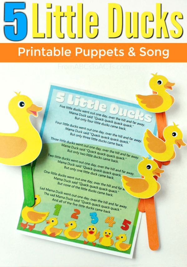 Cut Out Five Little Ducks Printable Template