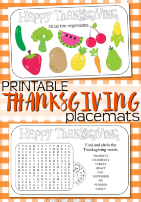 These printable Thanksgiving placemats are perfect for keeping those little hands busy and entertained while you work on actually cooking the holiday meal.