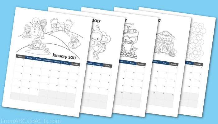 Printable 2017 Calendar Coloring Book For Preschoolers