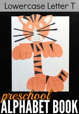 Learn all about the lowercase letter T with this adorable tiger craft for toddlers and preschoolers!
