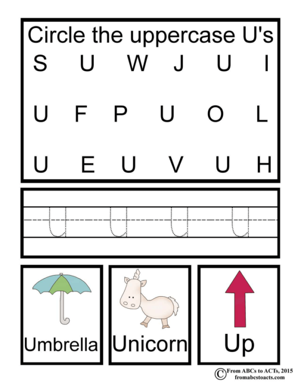 preschool alphabet book uppercase letter u from abcs to acts