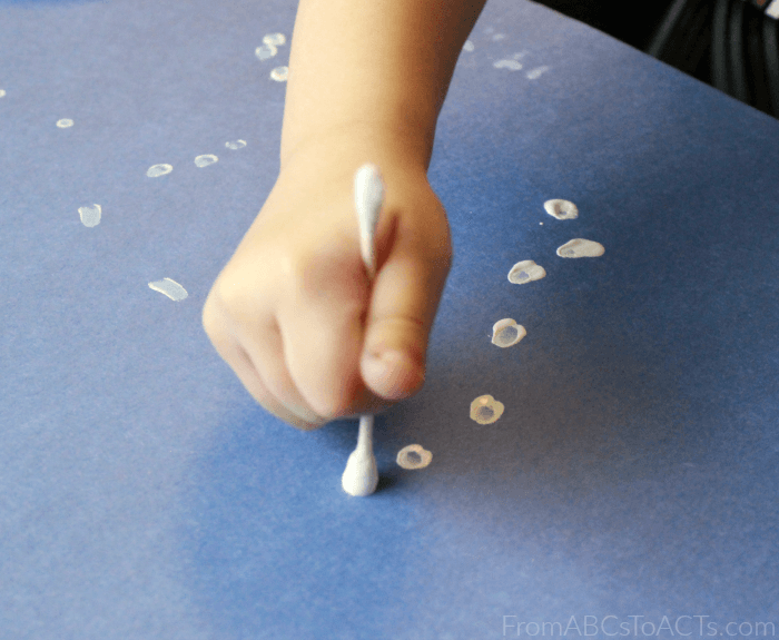 Q-Tip Snow Painting Activity for Preschoolers