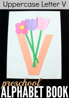 Teaching the uppercase letter V to your preschooler is easy and fun with this letter V vase craft!