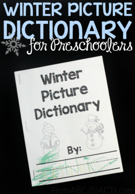 Work on winter words with your preschooler and this free printable winter picture dictionary!