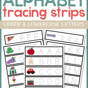 Practicing letter formation is easy with these fun alphabet tracing strips for preschoolers!