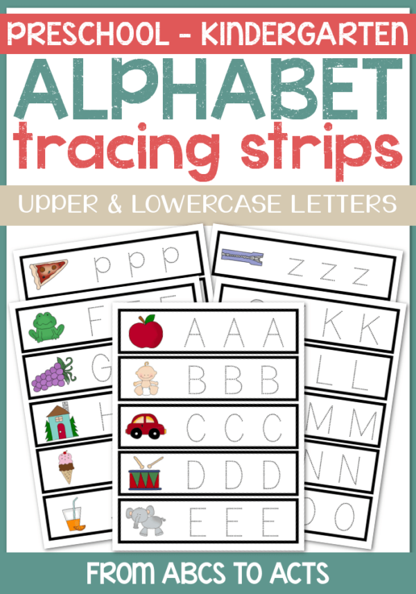Practicing letter formation is easy with these fun alphabet tracing strips for preschoolers!