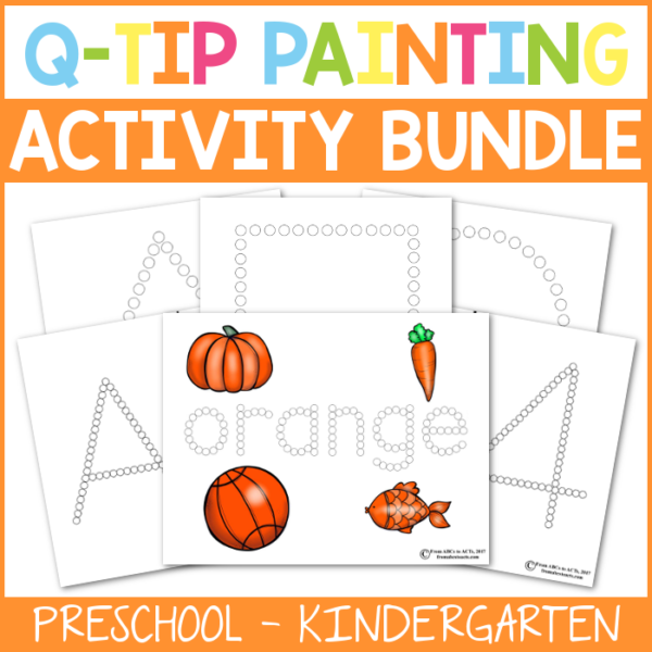 Practice letters, numbers, shapes, colors, fine motor skills, and more with this Q-Tip painting activity bundle for toddlers and preschoolers!