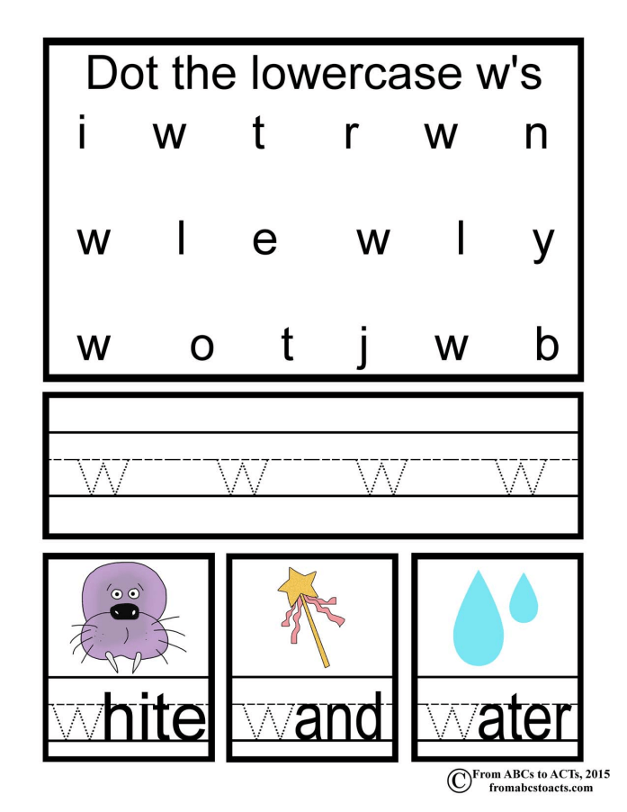 preschool alphabet book lowercase letter w from abcs to acts