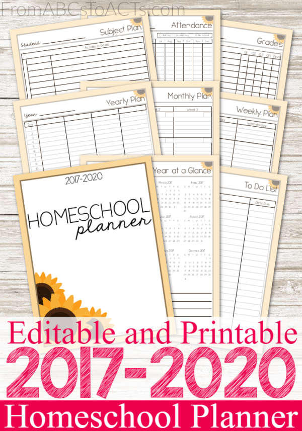 Not the pen and paper type? This homeschool planner is completely editable so you can type in whatever you need as you're planning your next school year and then either print it off when you're all done or keep it saved on your computer! Whatever works best for you!