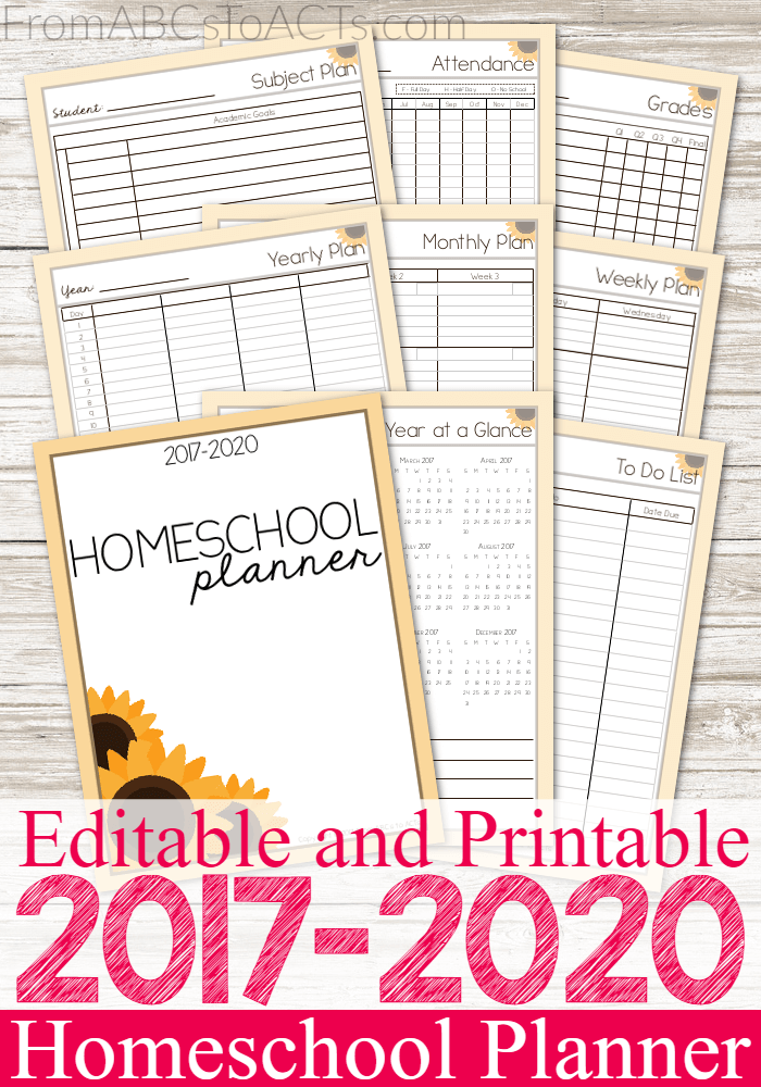 Editable Homeschool Planner Printable