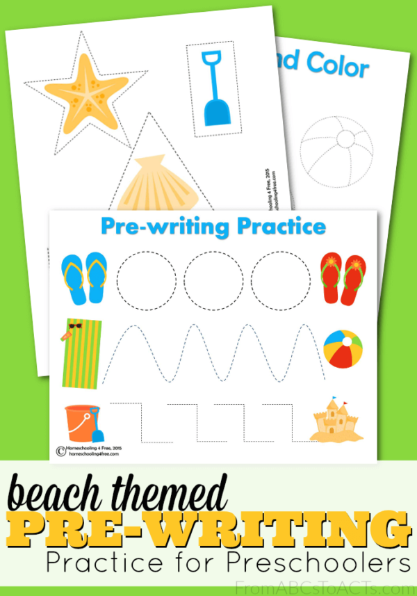 Beach Themed Pre-Writing Practice for Preschoolers - From ABCs to ACTs