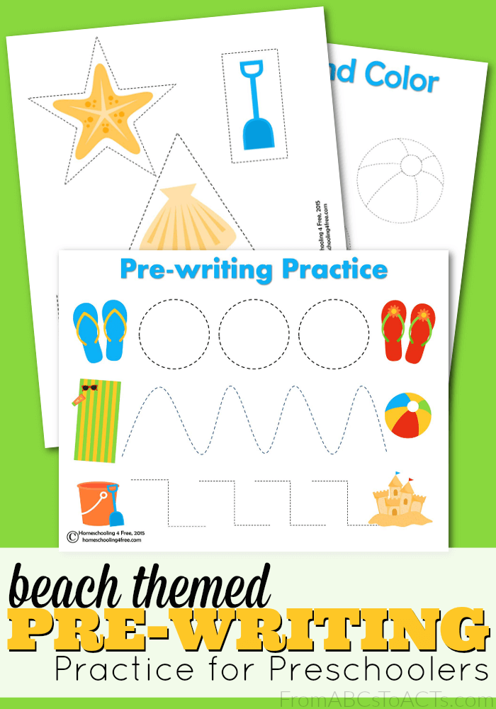 Work on fine motor skills, scissor skills, colors, and shapes this summer with this fun beach themed pre-writing practice pack for preschoolers!