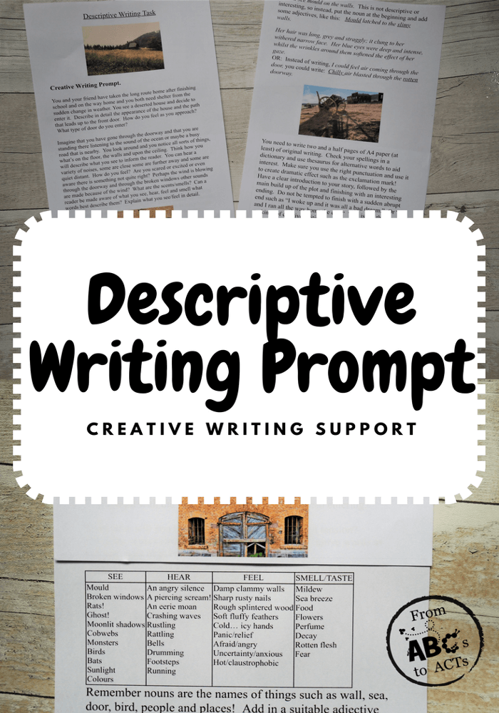 Creative writing support. Descriptive Writing prompts.