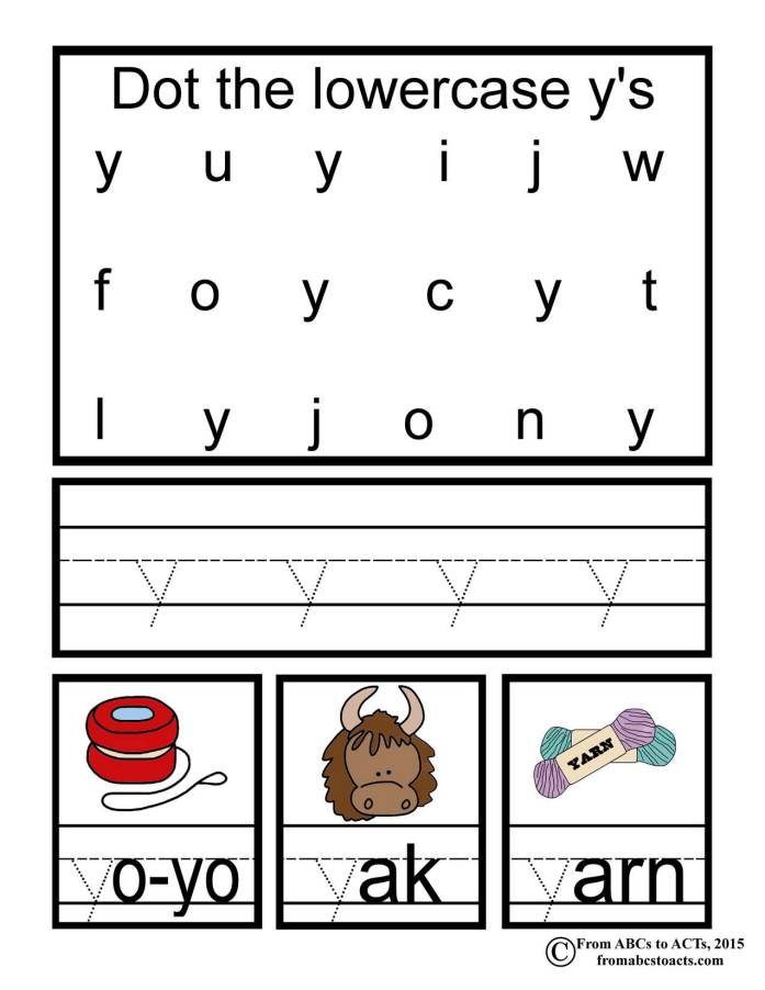 Preschool Alphabet Book Lowercase Letter Y  From ABCs to ACTs