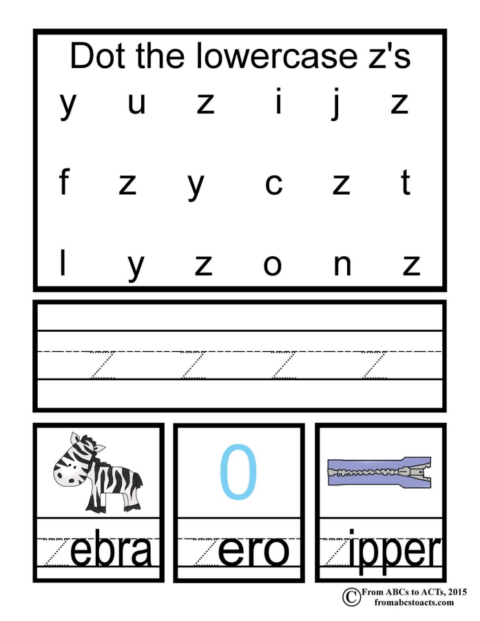 preschool alphabet book lowercase letter z from abcs to acts